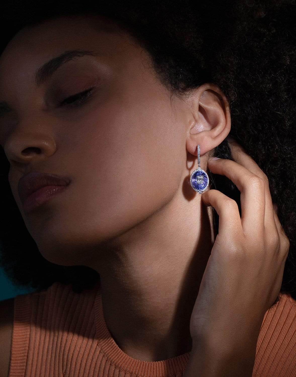 SABOO FINE JEWELS-Tanzanite and Diamond Earrings-WHITE GOLD