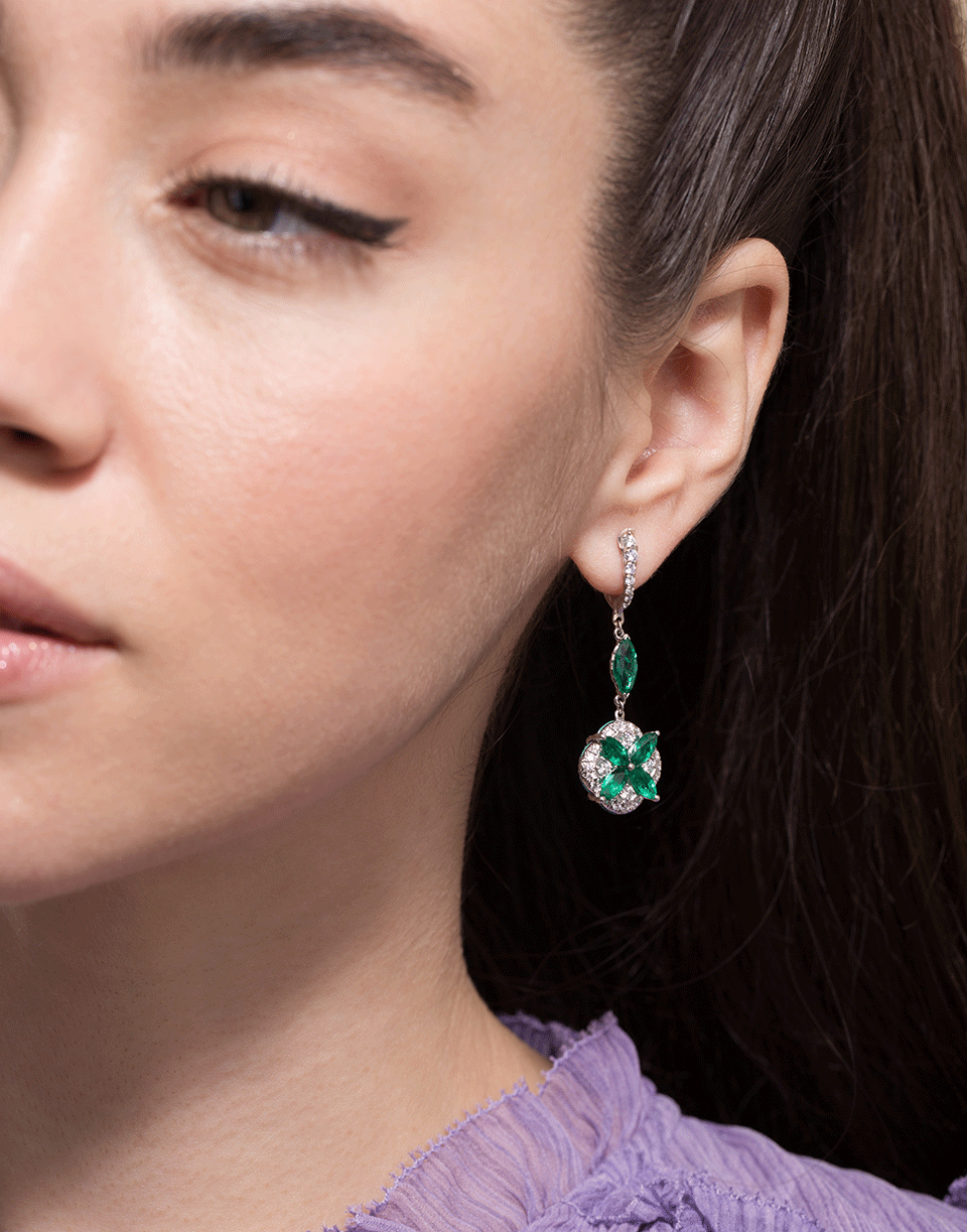 SABOO FINE JEWELS-Emerald and Diamond Drop Earrings-WHTGLD
