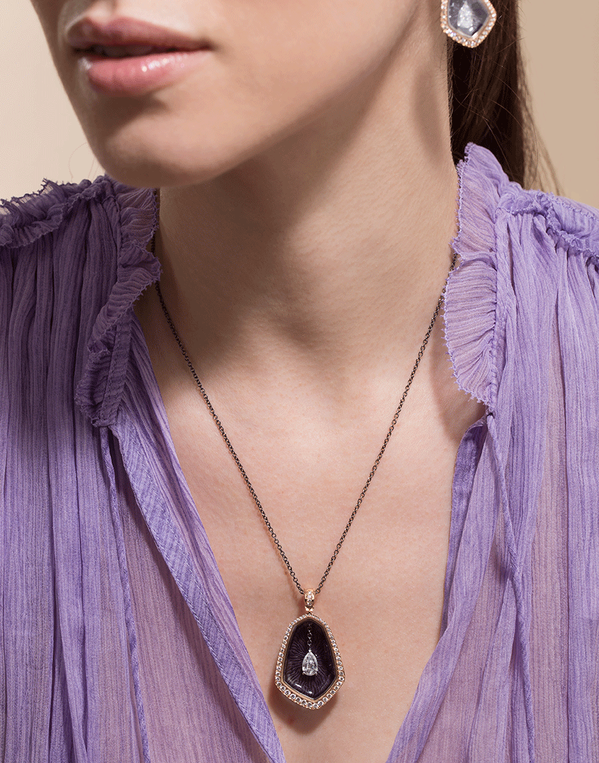 SABOO FINE JEWELS-Diamond Fusion Pear Pendant Necklace-ROSE GOLD