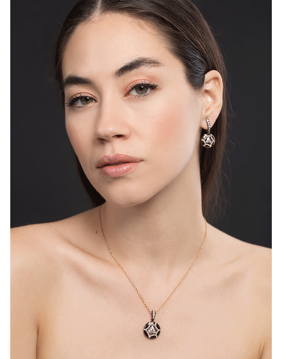 SABOO FINE JEWELS-Trillion Cut Diamond Flower Necklace-TITANIUM