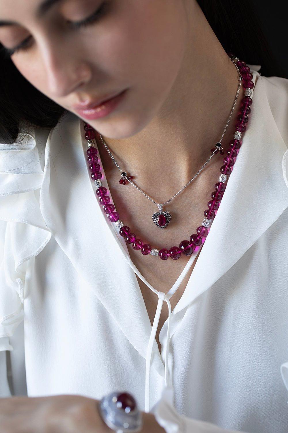 SABOO FINE JEWELS-Ruby White Diamond Necklace-WHITE GOLD