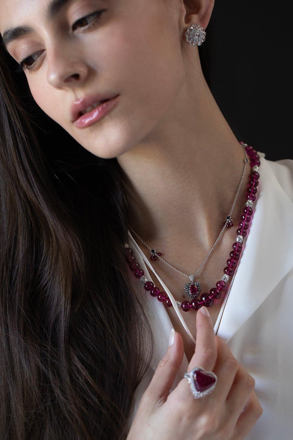 SABOO FINE JEWELS-Ruby White Diamond Necklace-WHITE GOLD