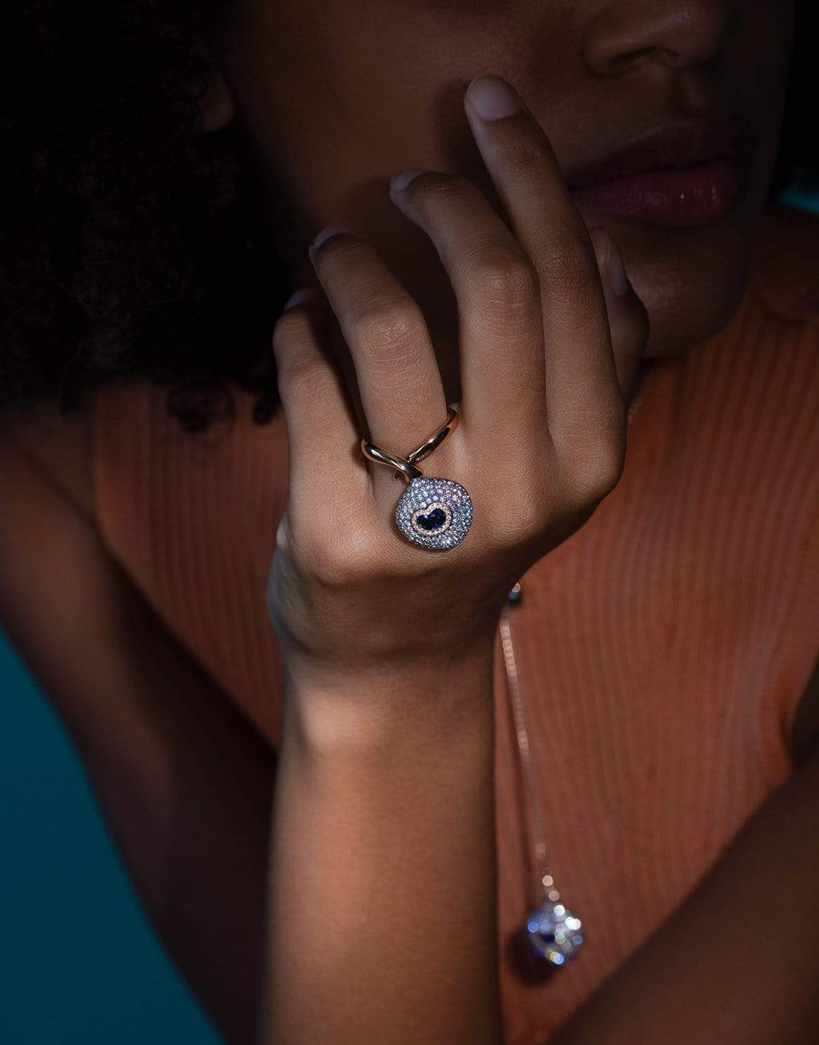 SABOO FINE JEWELS-Blue Sapphire and Diamond Multi Color Ring-ROSE GOLD