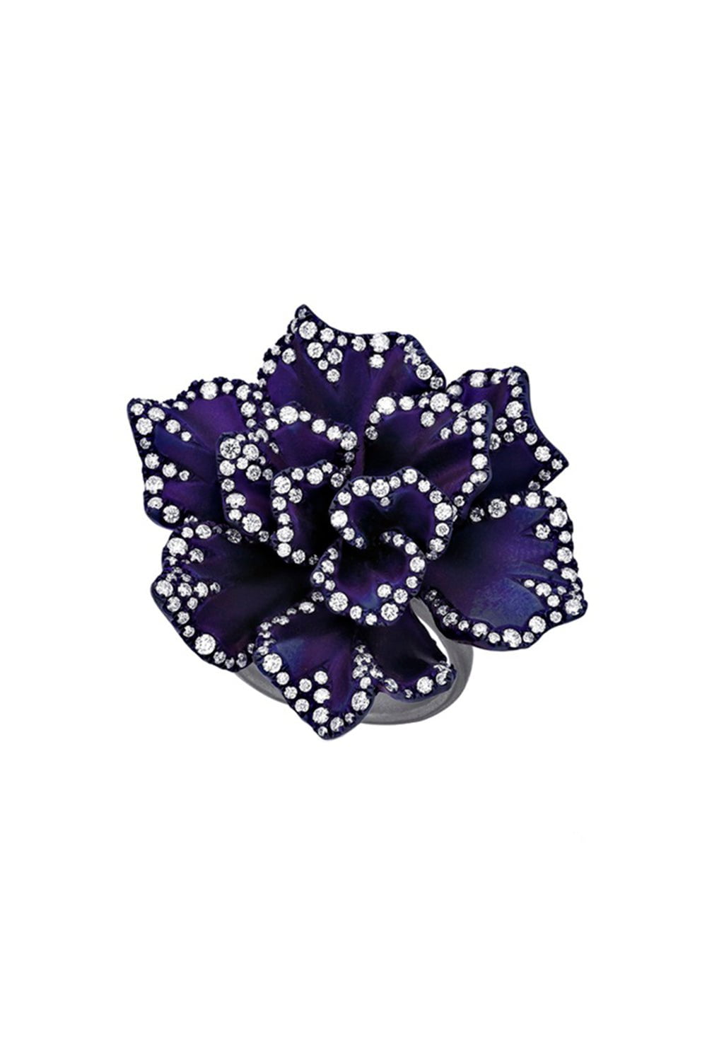SABOO FINE JEWELS-Diamond Flower Ring Brooch-TITANIUM