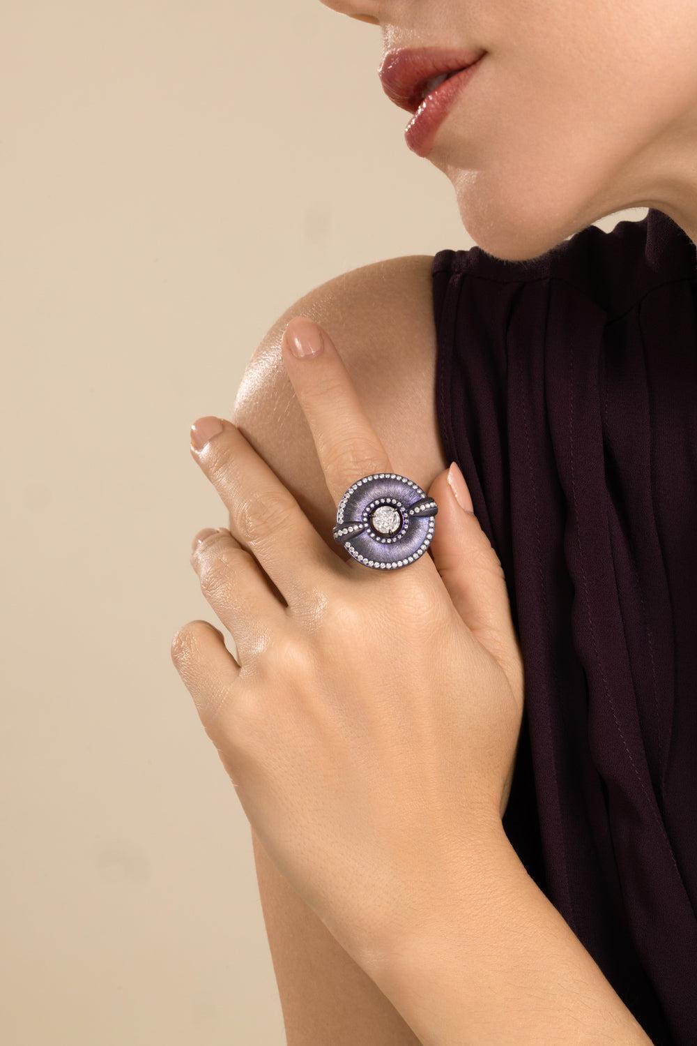 Diamond Purple Shield Elemento Ring-TITANIUM-6-JEWELRYFINE JEWELRING-SABOO FINE JEWELS