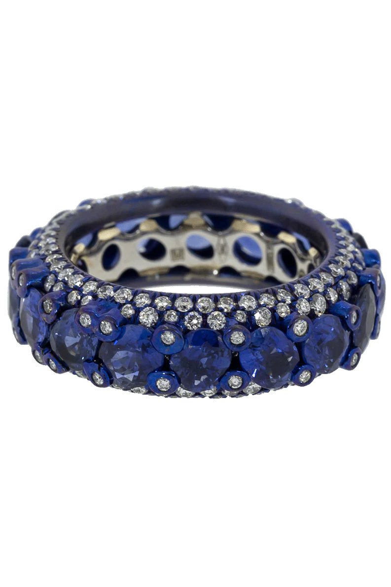 SABOO FINE JEWELS-Elemento Oval Sapphire And Diamond Ring-TITANIUM