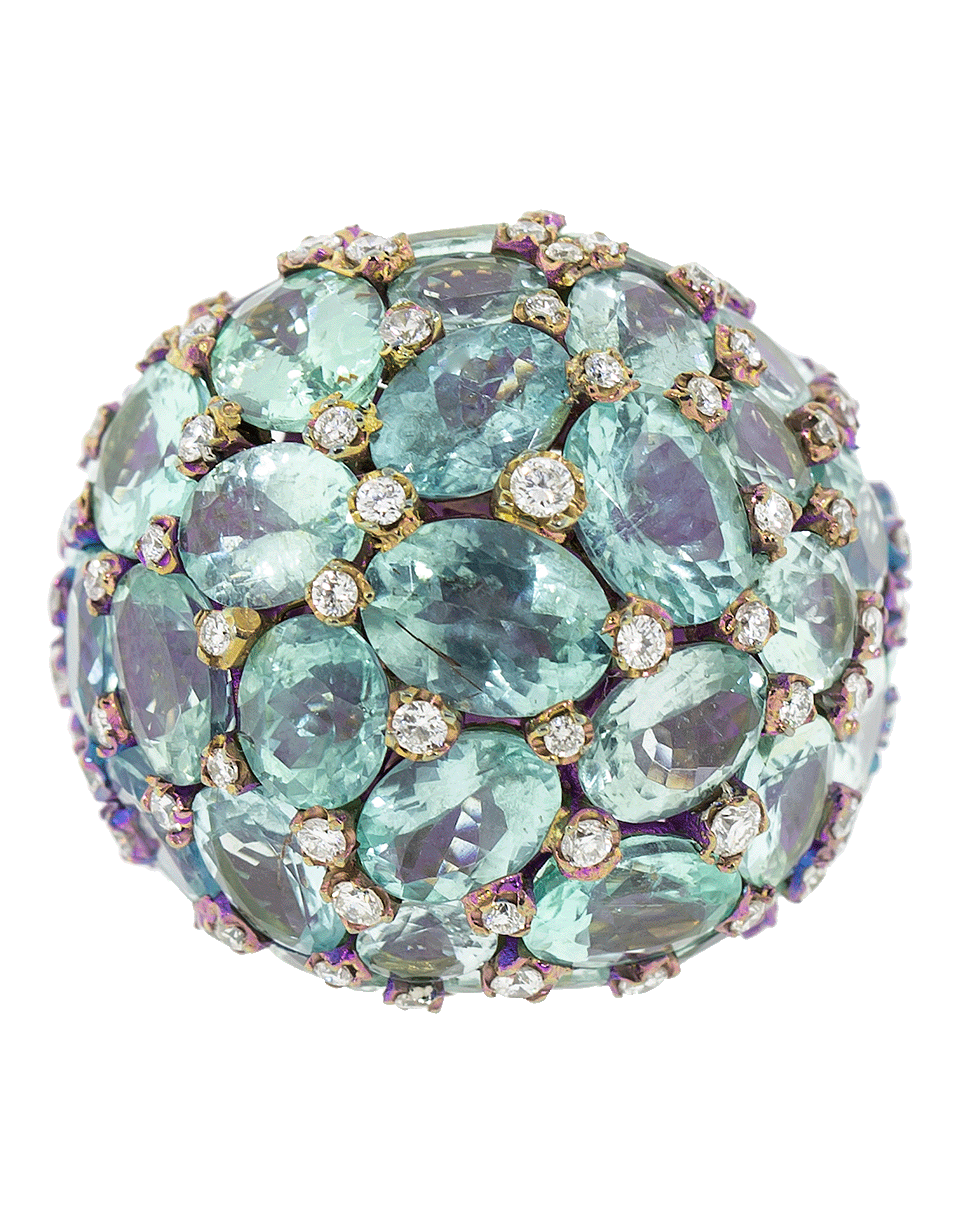 SABOO FINE JEWELS-Paraiba and Diamond Dome Ring-TITANIUM