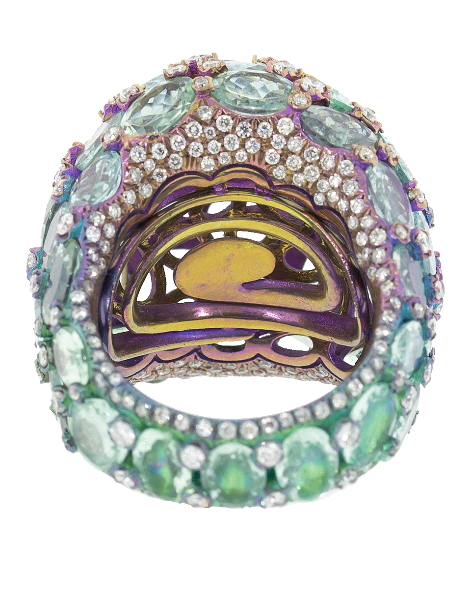SABOO FINE JEWELS-Paraiba and Diamond Dome Ring-TITANIUM