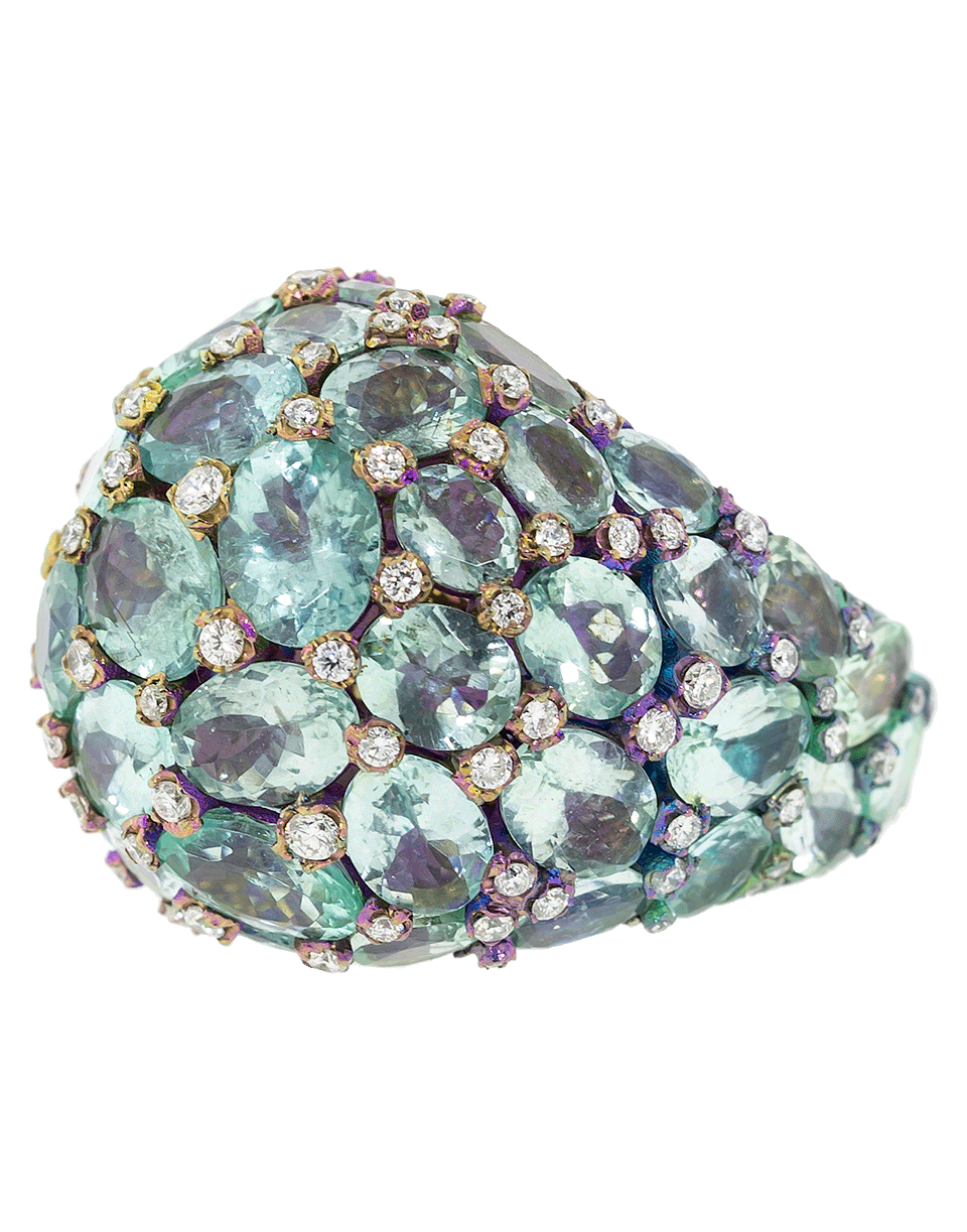 SABOO FINE JEWELS-Paraiba and Diamond Dome Ring-TITANIUM