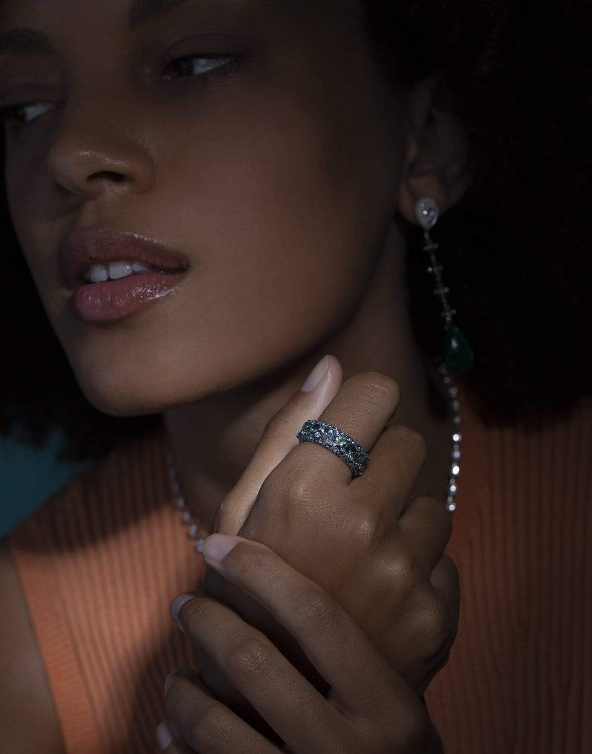 SABOO FINE JEWELS-Paraiba and Diamond Eternity Band-TITANIUM