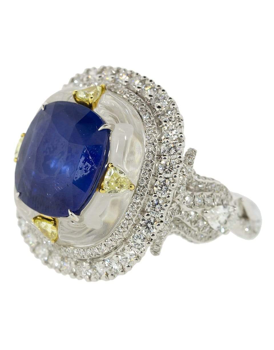SABOO FINE JEWELS-Sapphire Diamond Crystal Ring-WHITE GOLD