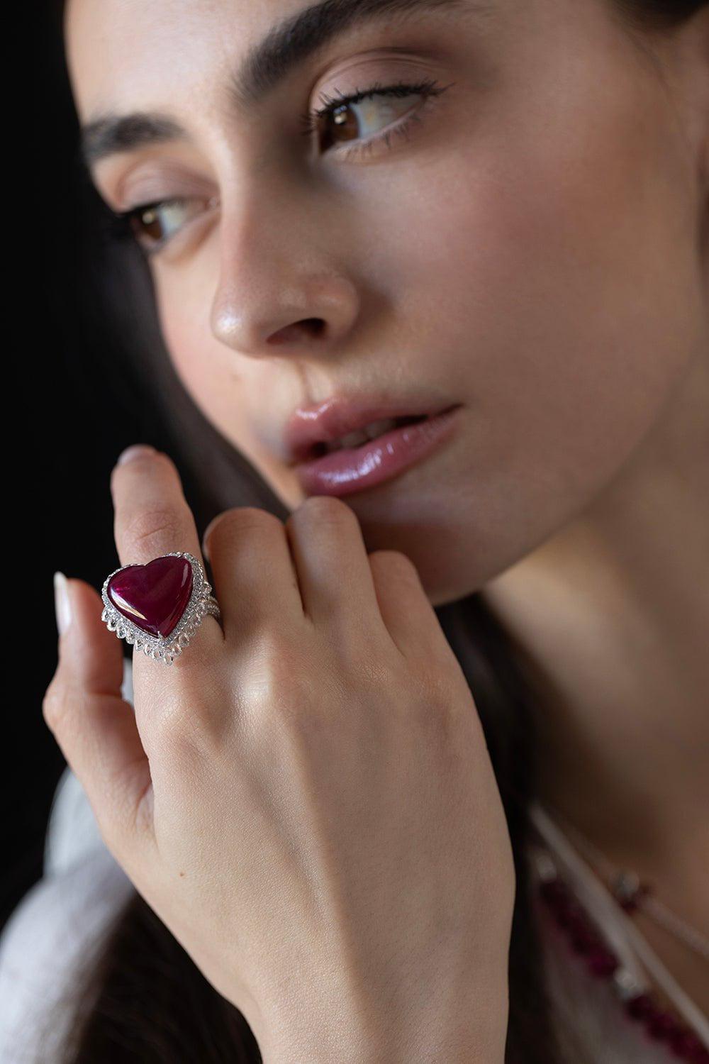 SABOO FINE JEWELS-Heart Royale Ring-WHITE GOLD