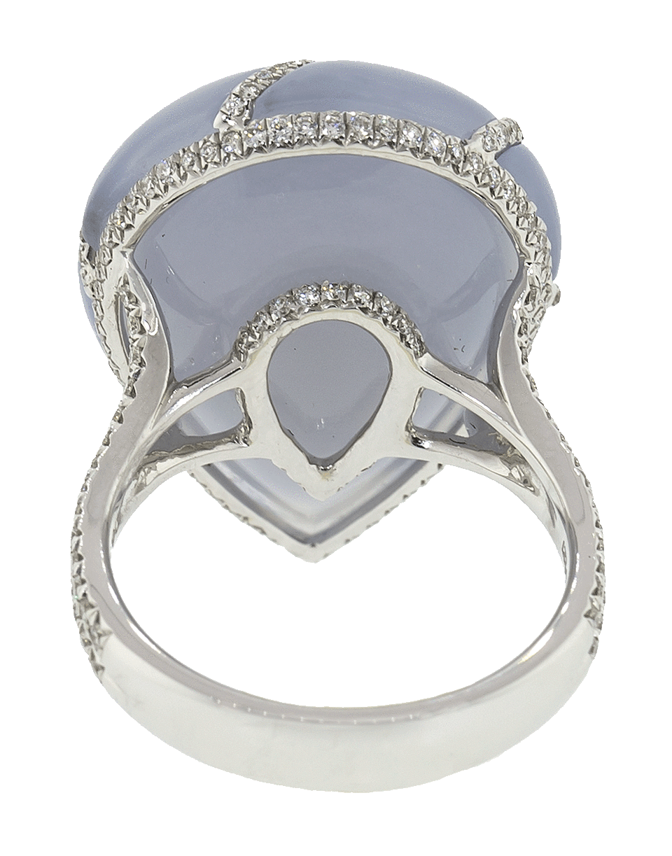 SABOO FINE JEWELS-Pear Shape Emerald and Chalcedony Ring-WHITE GOLD