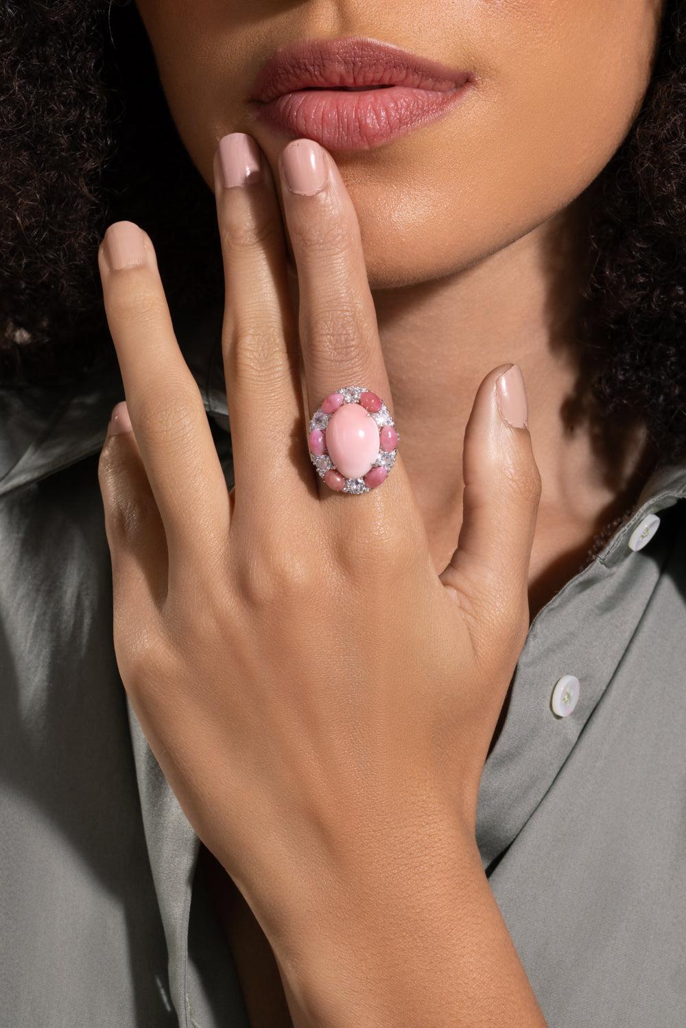 Pink Opal Diamond Ring-WHITE GOLD-6-JEWELRYFINE JEWELRING-SABOO FINE JEWELS