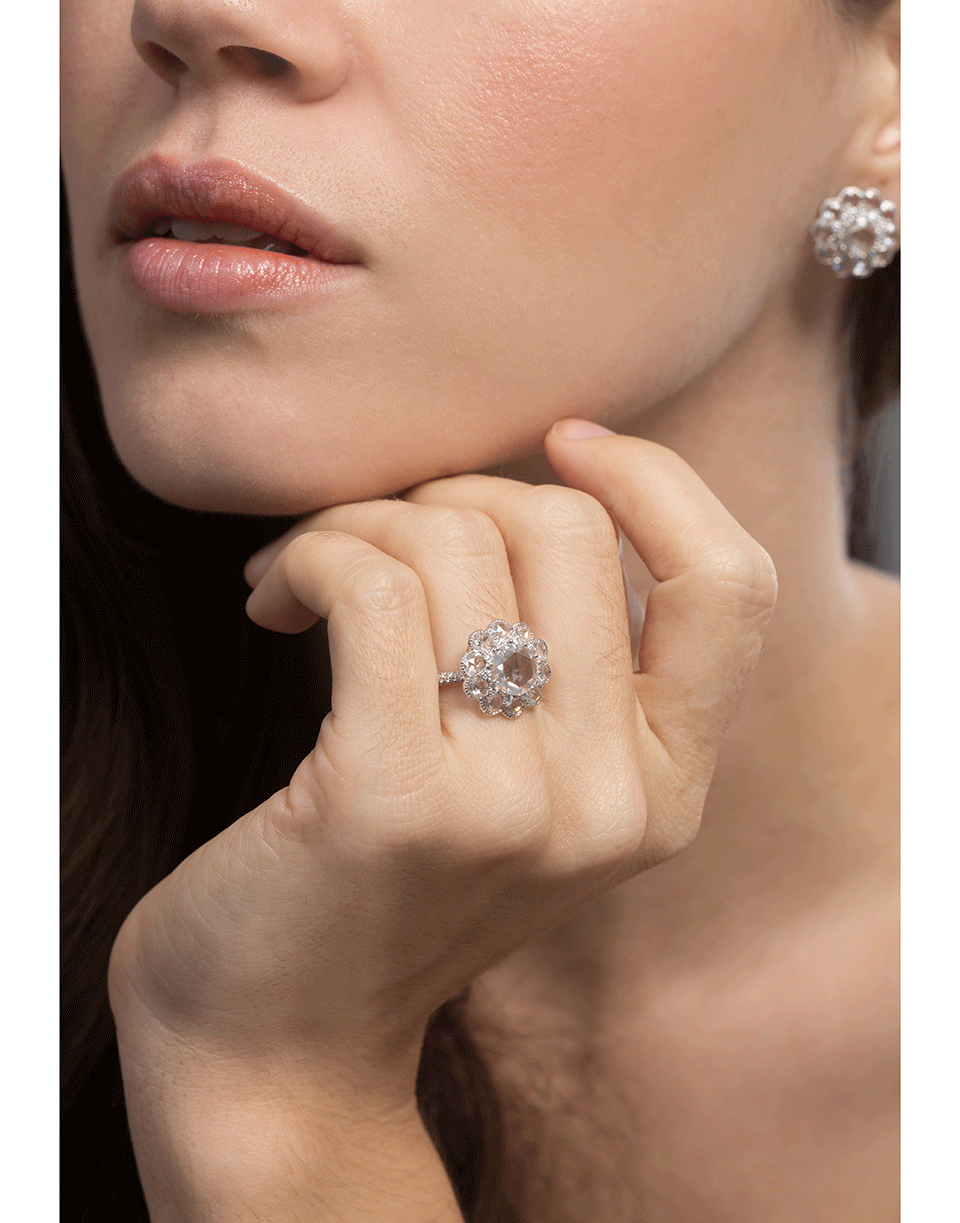 SABOO FINE JEWELS-Illuminescent Diamond Flower Ring-WHITE GOLD