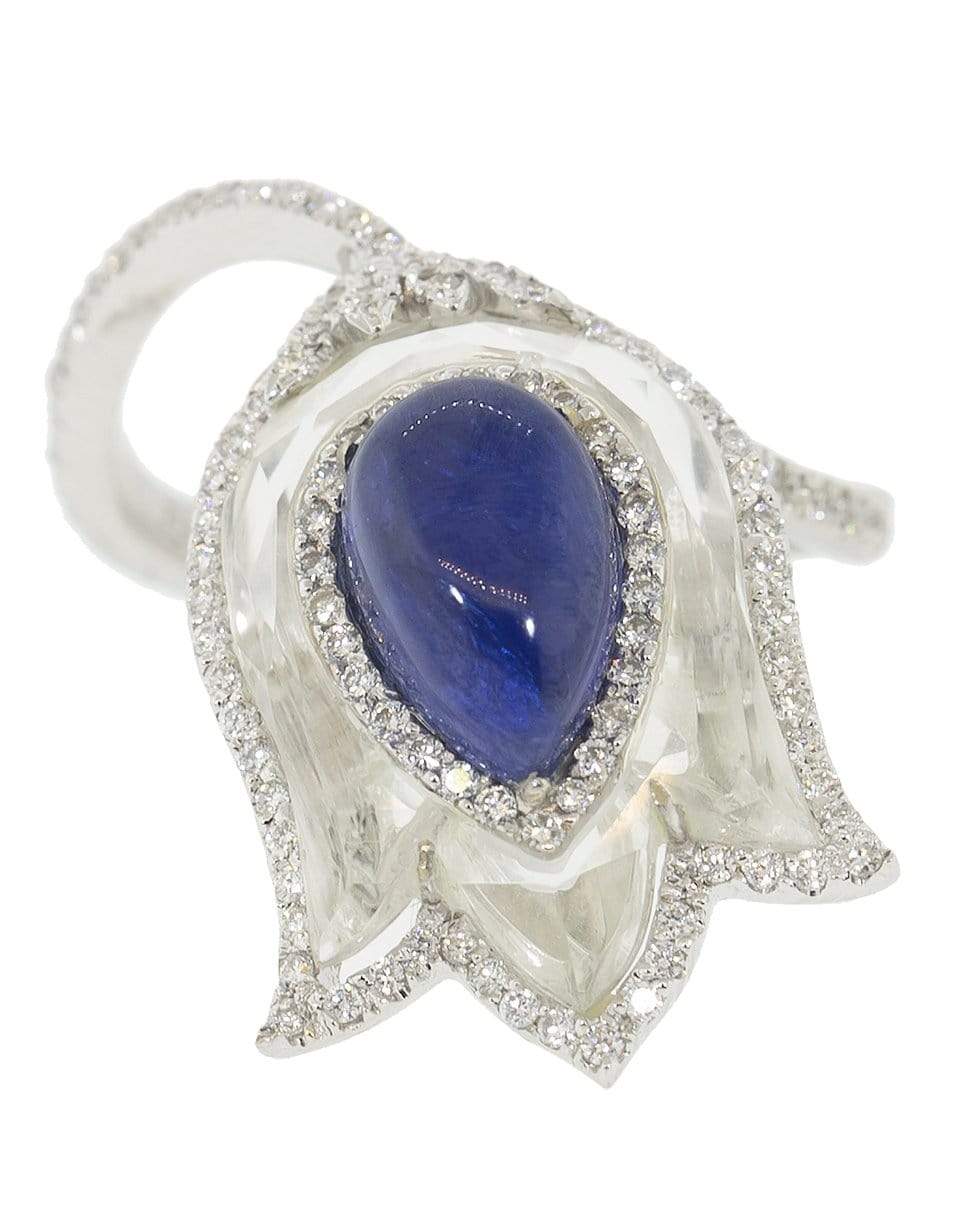 SABOO FINE JEWELS-Burma Sapphire and Diamond Tulip Ring-WHITE GOLD