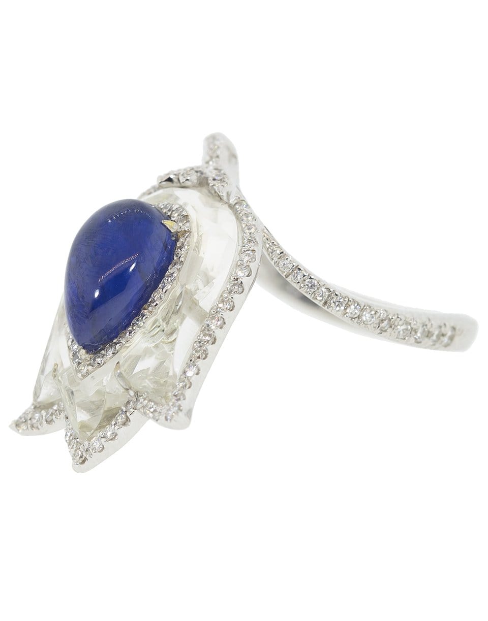 SABOO FINE JEWELS-Burma Sapphire and Diamond Tulip Ring-WHITE GOLD