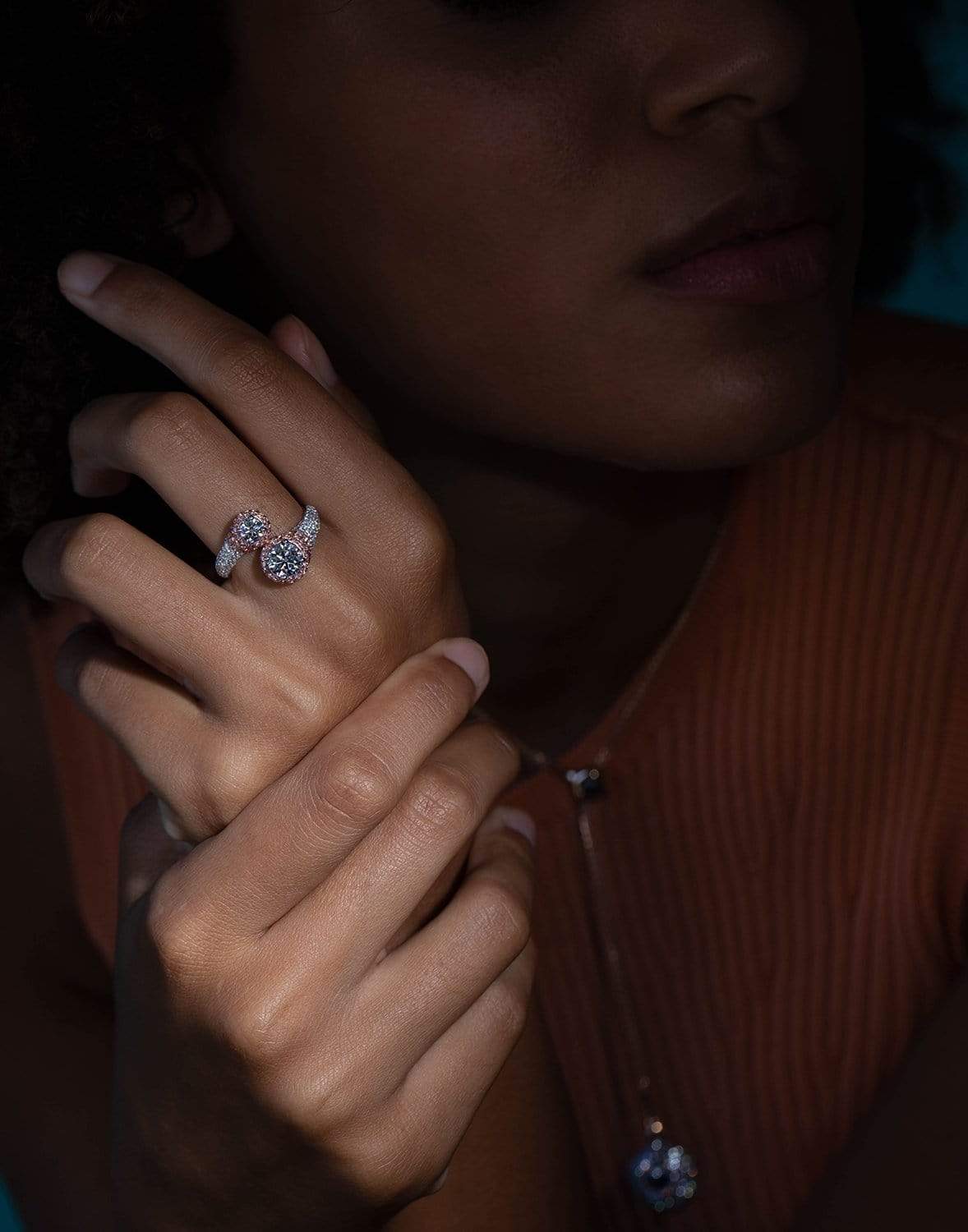 SABOO FINE JEWELS-Pink and White Diamond Ring-WHITE GOLD