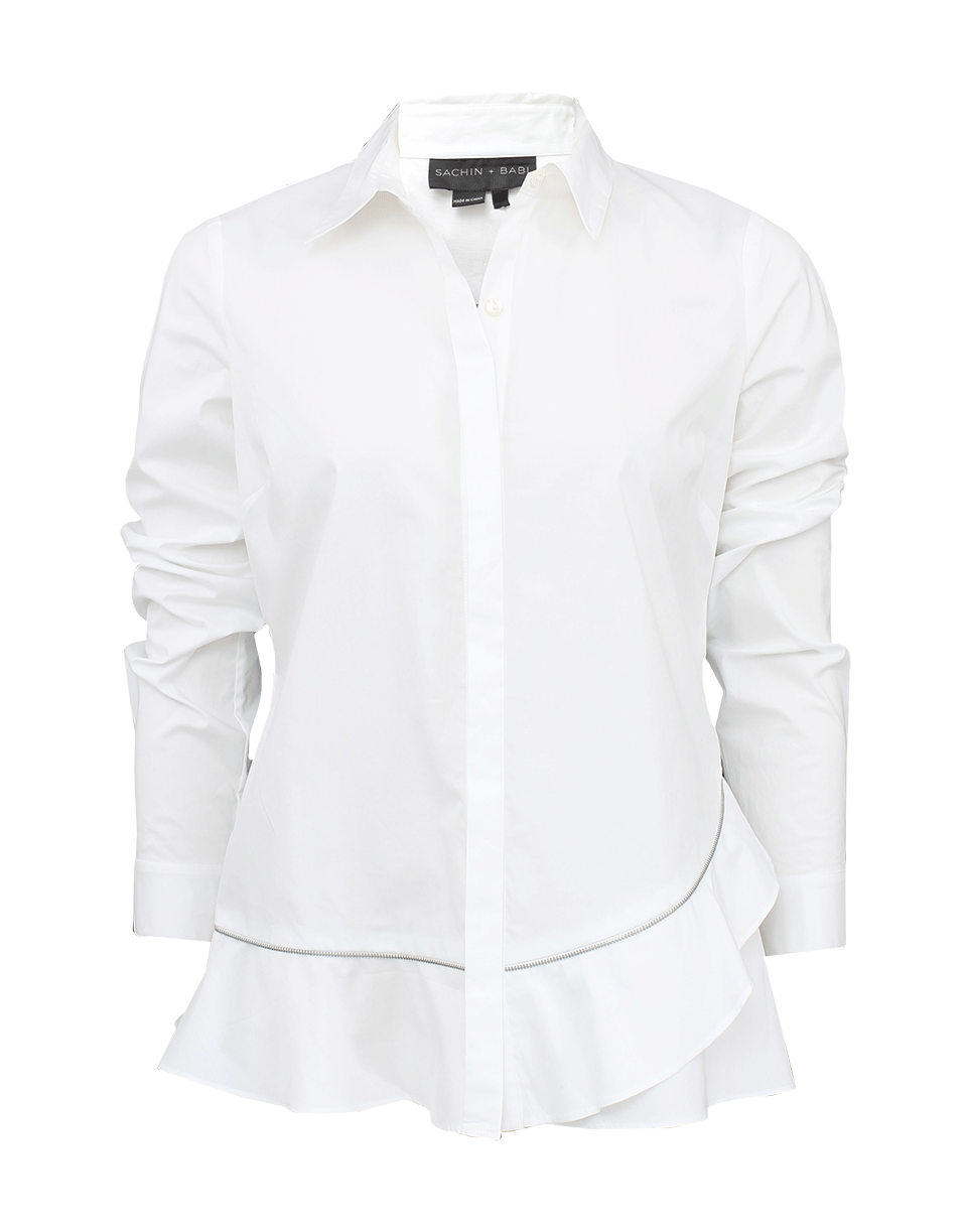 SACHIN & BABI-Long Sleeve Zipper Button Down Blouse-