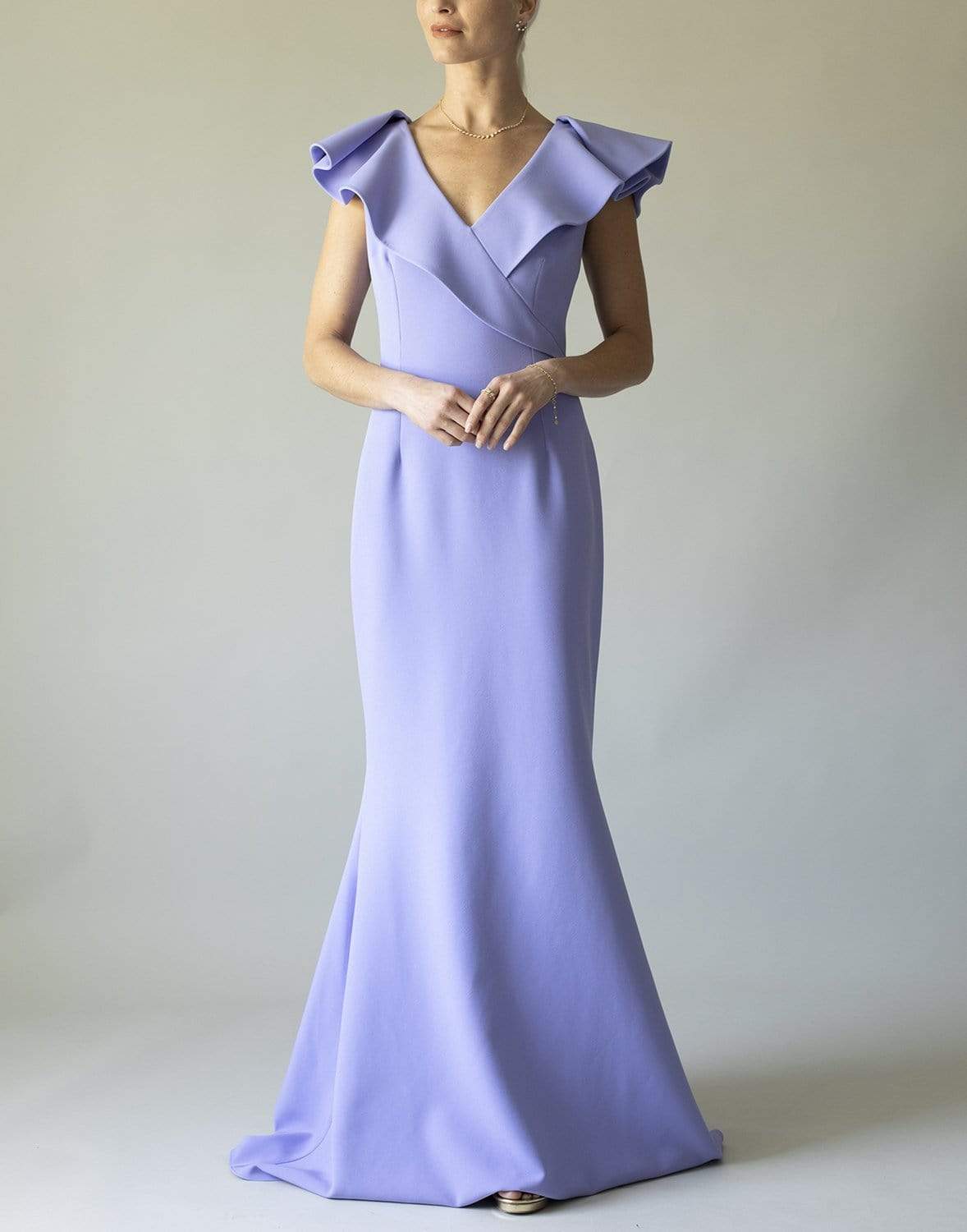 SAFIYAA-Sleeveless Dunia Ruffle Neck Long Dress-