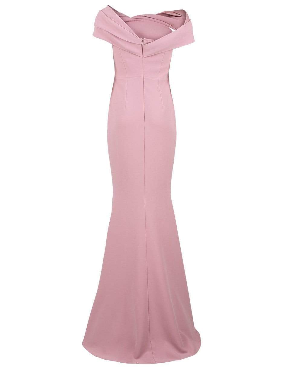 SAFIYAA-Asymmetrical Shoulder Drape Long Rosa Dress-