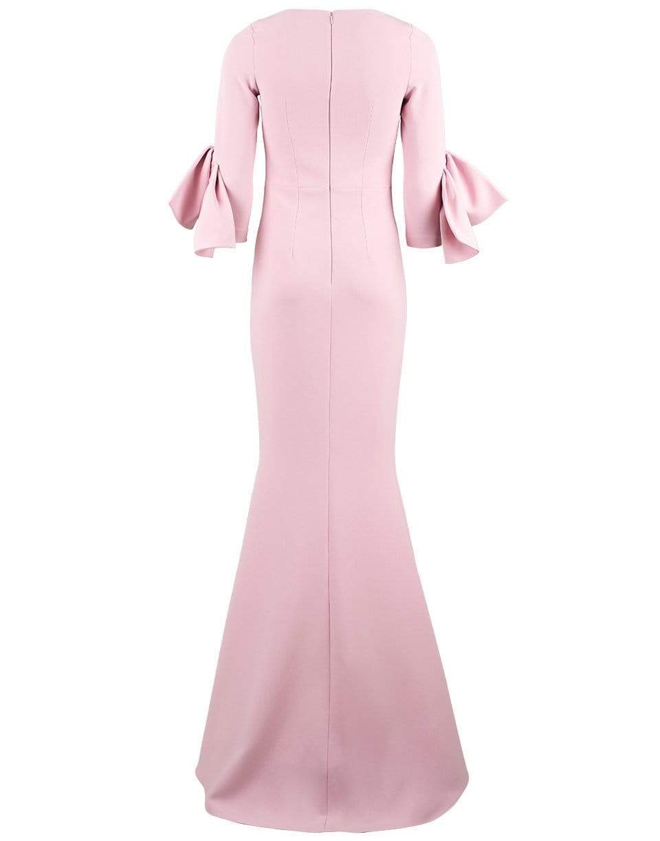 SAFIYAA-Elbow Bow Sleeve Tyra Column Gown-