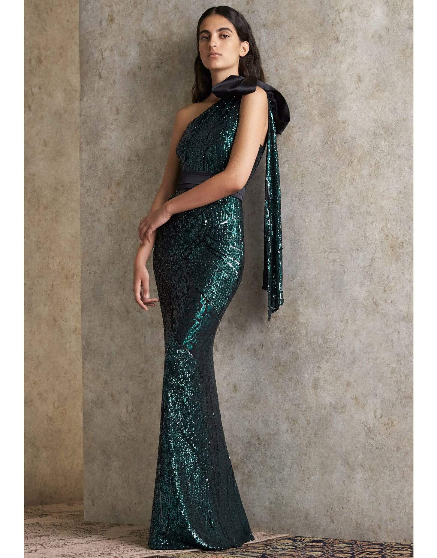 SAFIYAA-Gwendolyn Sequin Gown-GRN/BLK