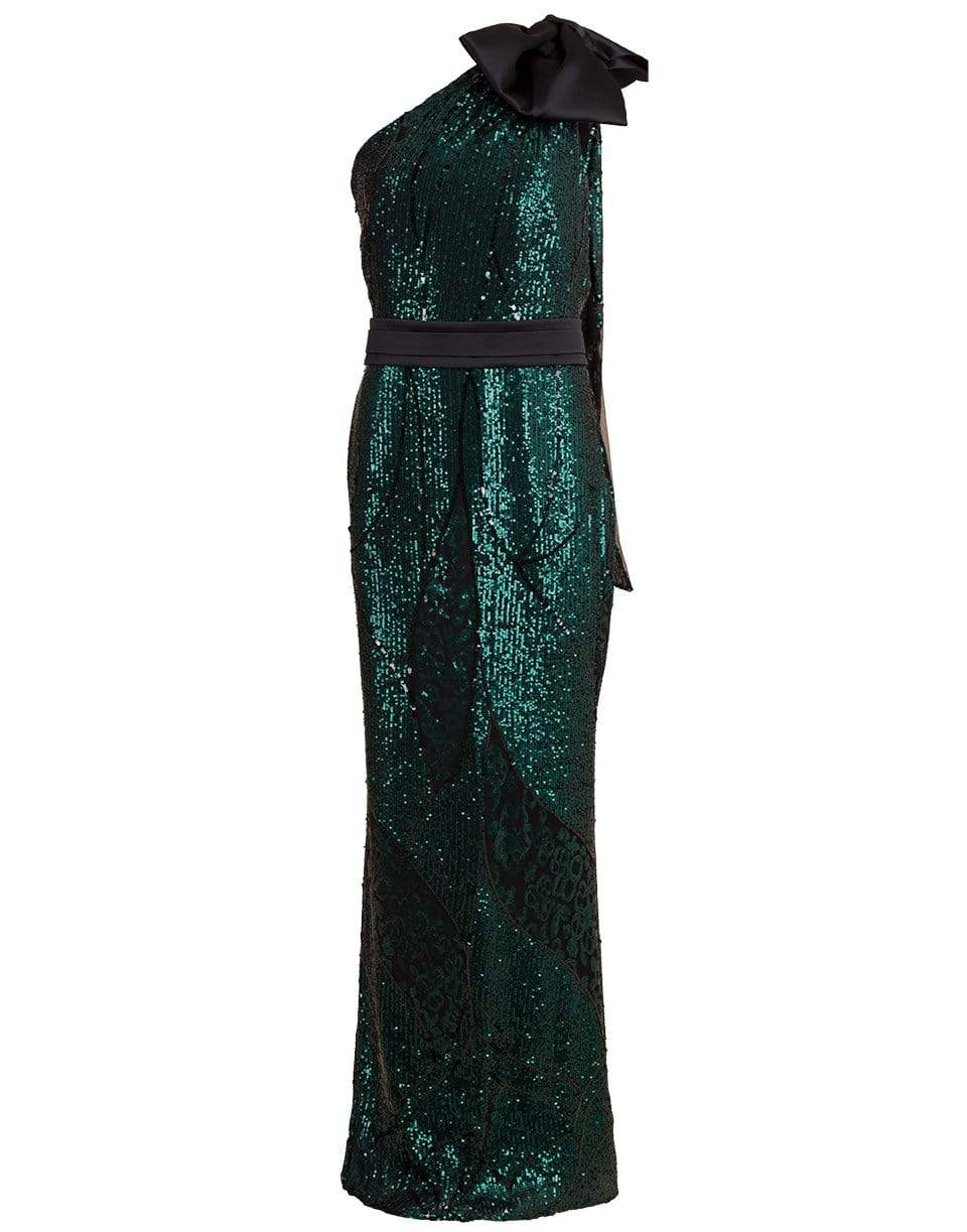 SAFIYAA-Gwendolyn Sequin Gown-GRN/BLK