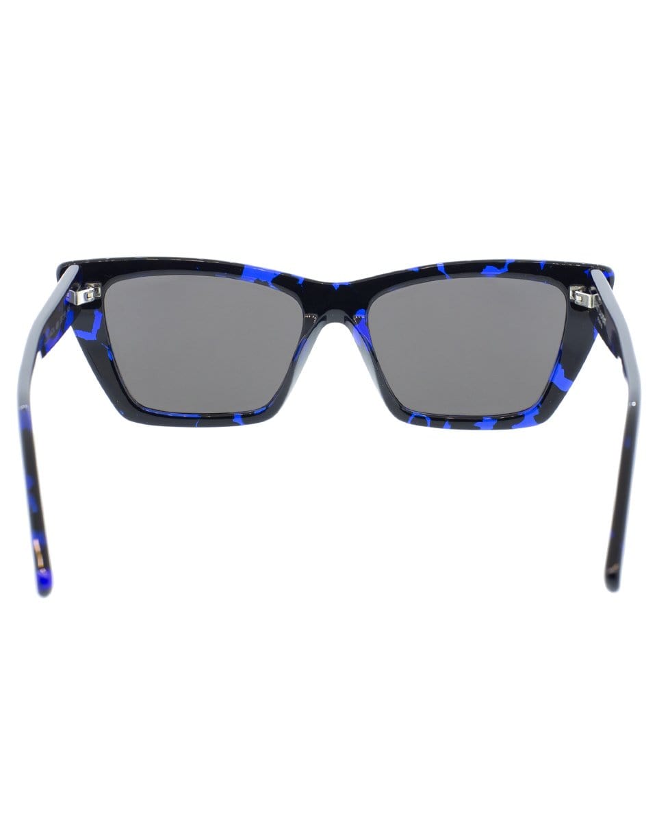 SAINT LAURENT-Black and Blue Mica Rectangle Sunglasses-BLACK