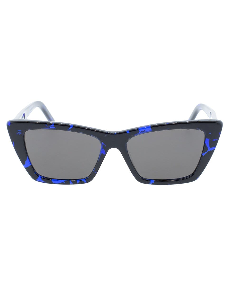 SAINT LAURENT-Black and Blue Mica Rectangle Sunglasses-BLACK