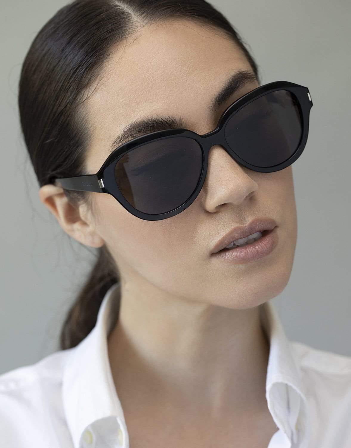 SAINT LAURENT-SL 400 Black Round Sunglasses-BLACK