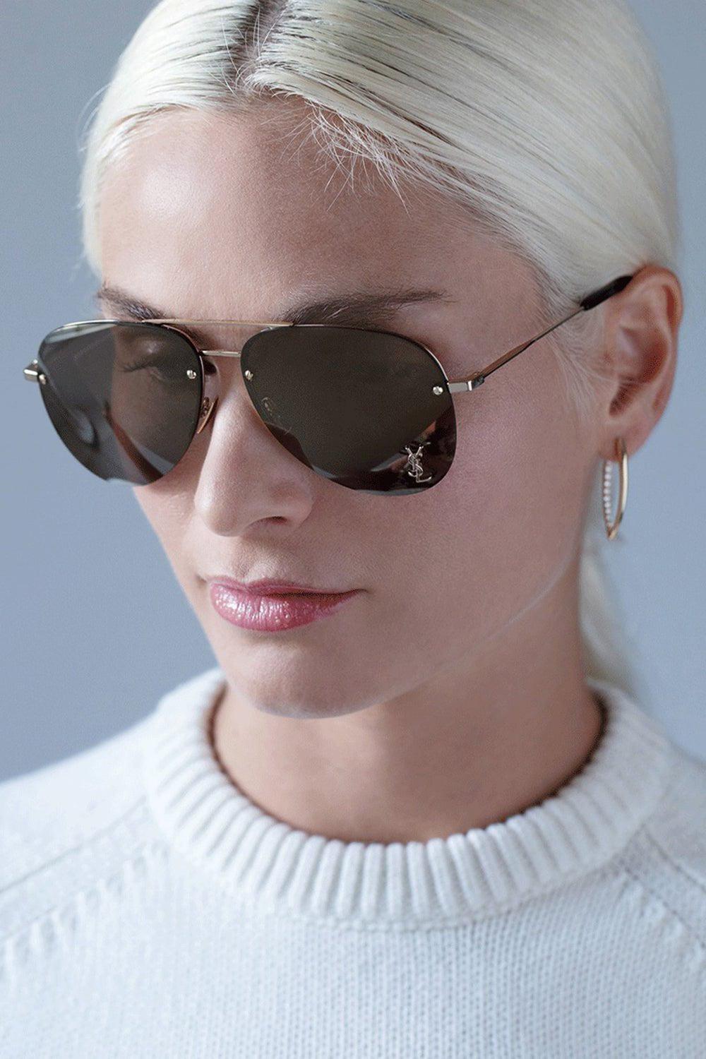 SAINT LAURENT-Classic Gold Aviator Sunglasses-GOLD