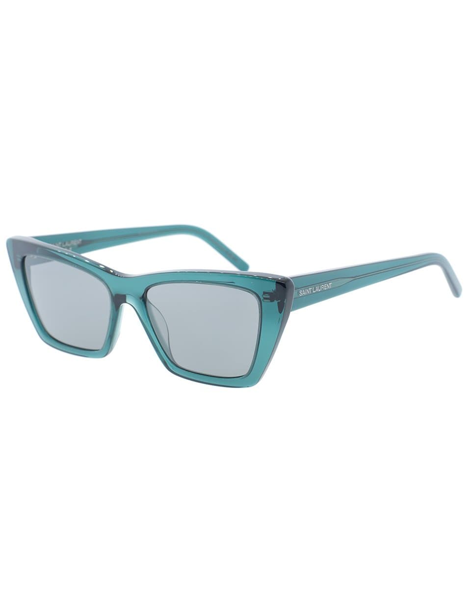 SAINT LAURENT-Green Mica Rectangle Sunglasses-GREEN