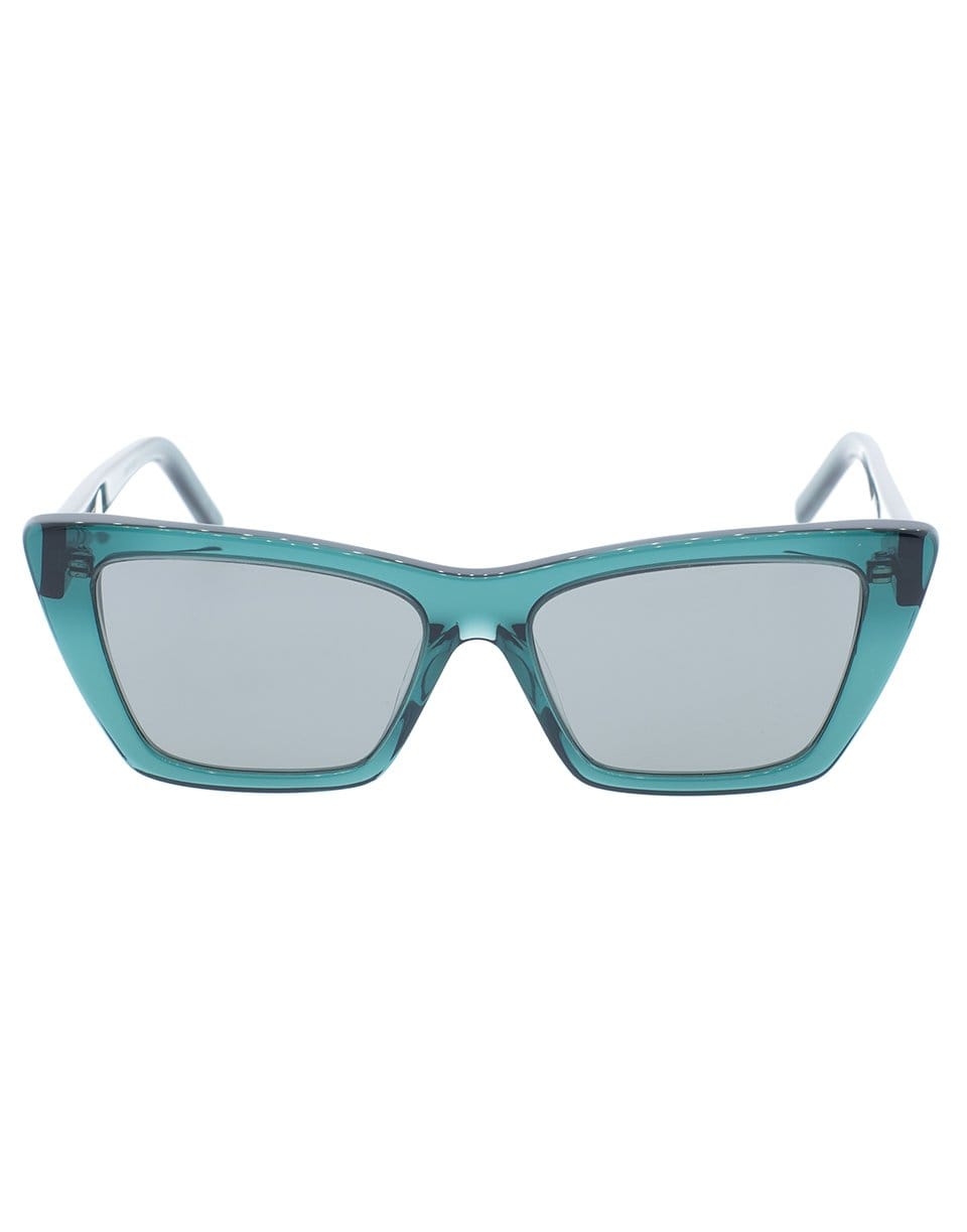 SAINT LAURENT-Green Mica Rectangle Sunglasses-GREEN