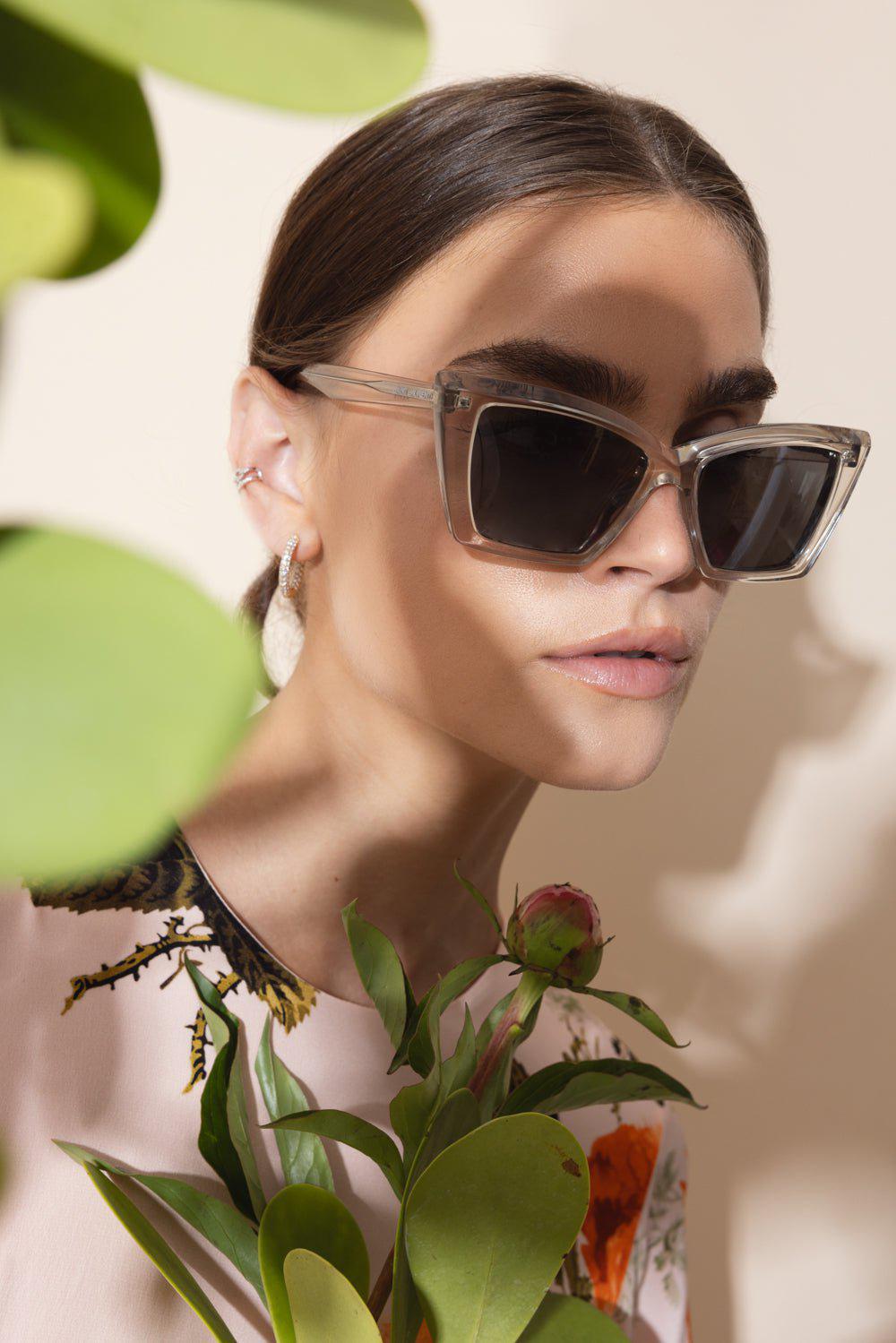 SAINT LAURENT-New Wave Cat Eye Sunglasses-GREY/SILVER