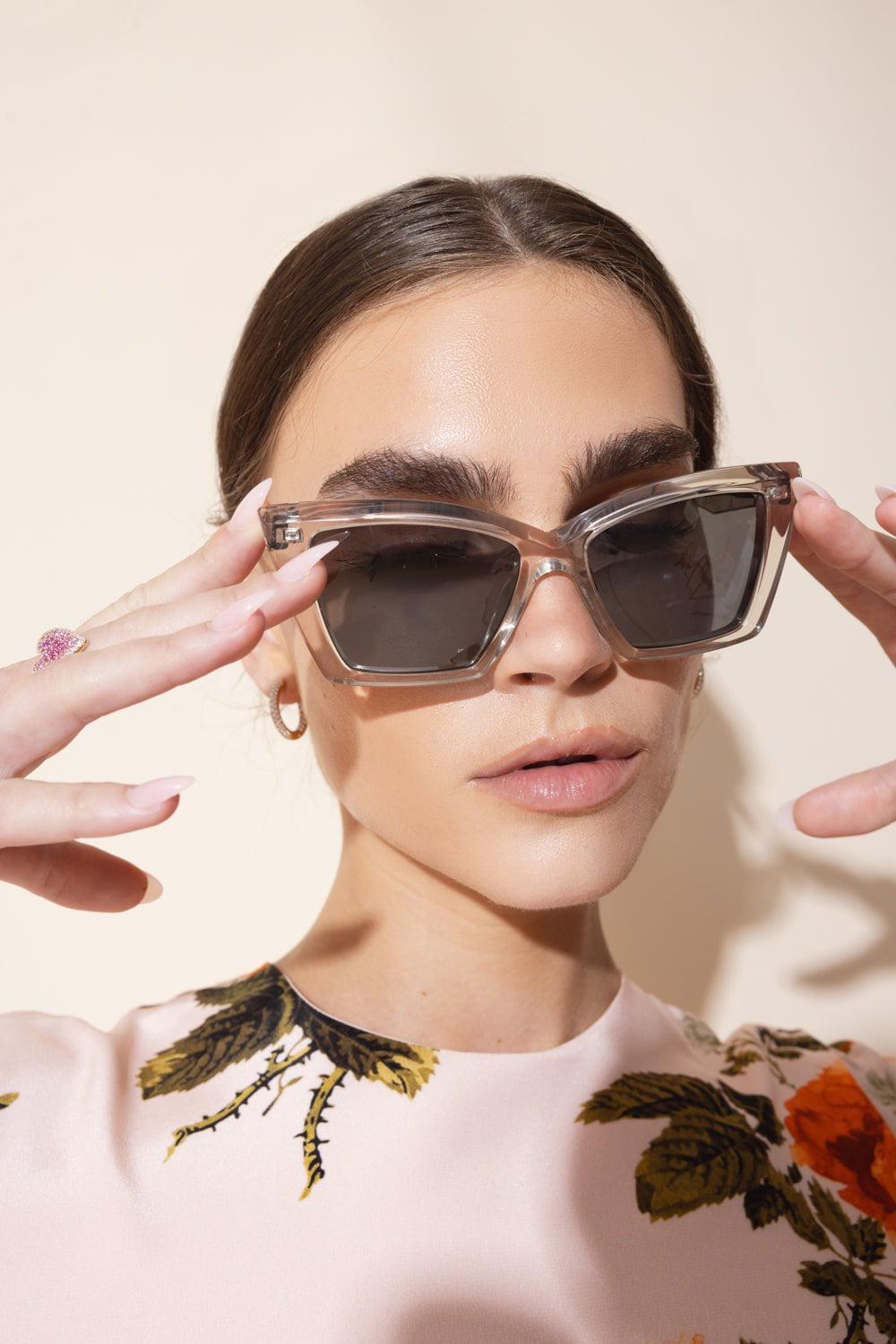 SAINT LAURENT-New Wave Cat Eye Sunglasses-GREY/SILVER