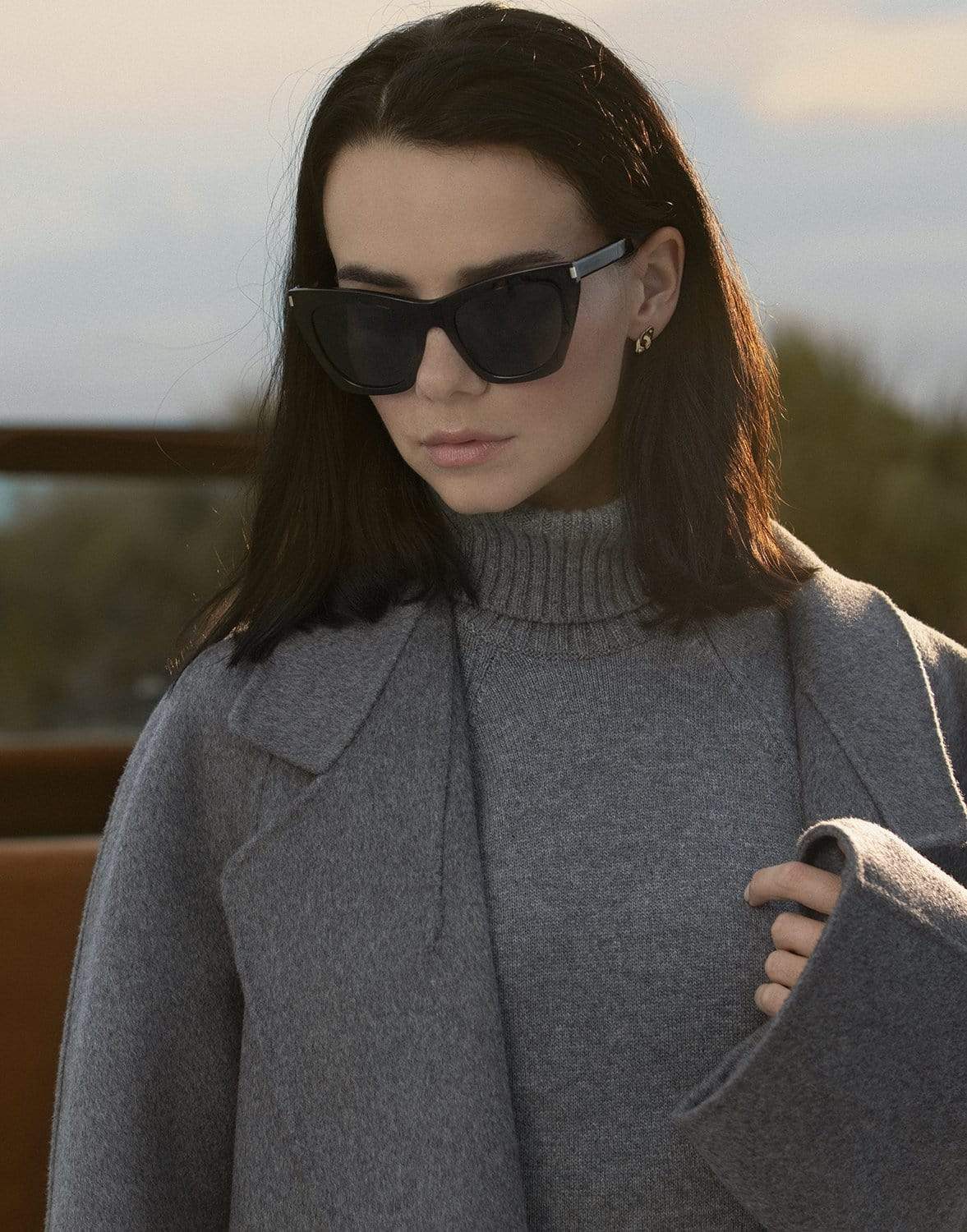 SAINT LAURENT-SL 214 Havana Grey Kate Sunglasses-HAVANA