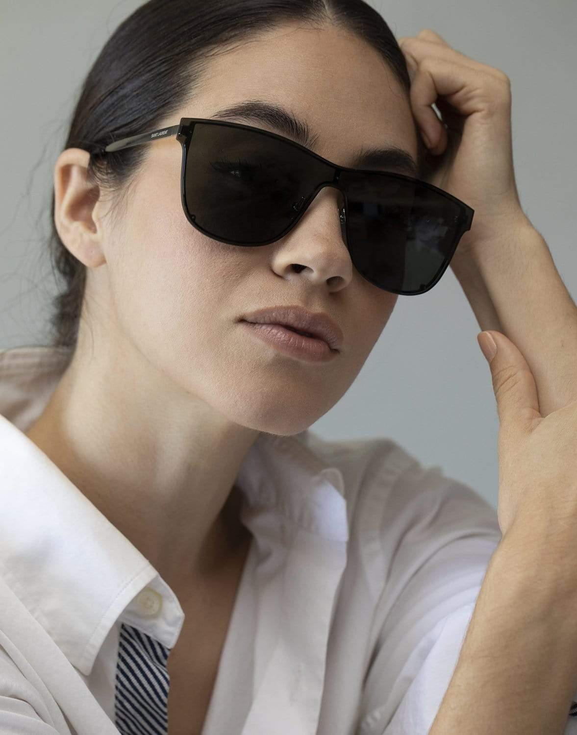 SAINT LAURENT-SL 51 Over Mask Black Sunglasses-SILVER