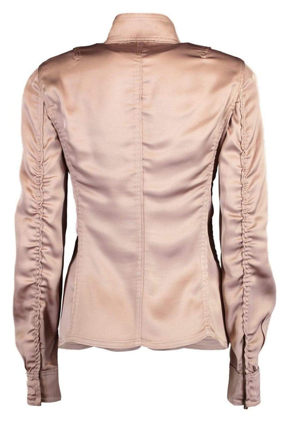 SAINT LAURENT-Long Sleeve Pleat Pocket Jacket-PINK