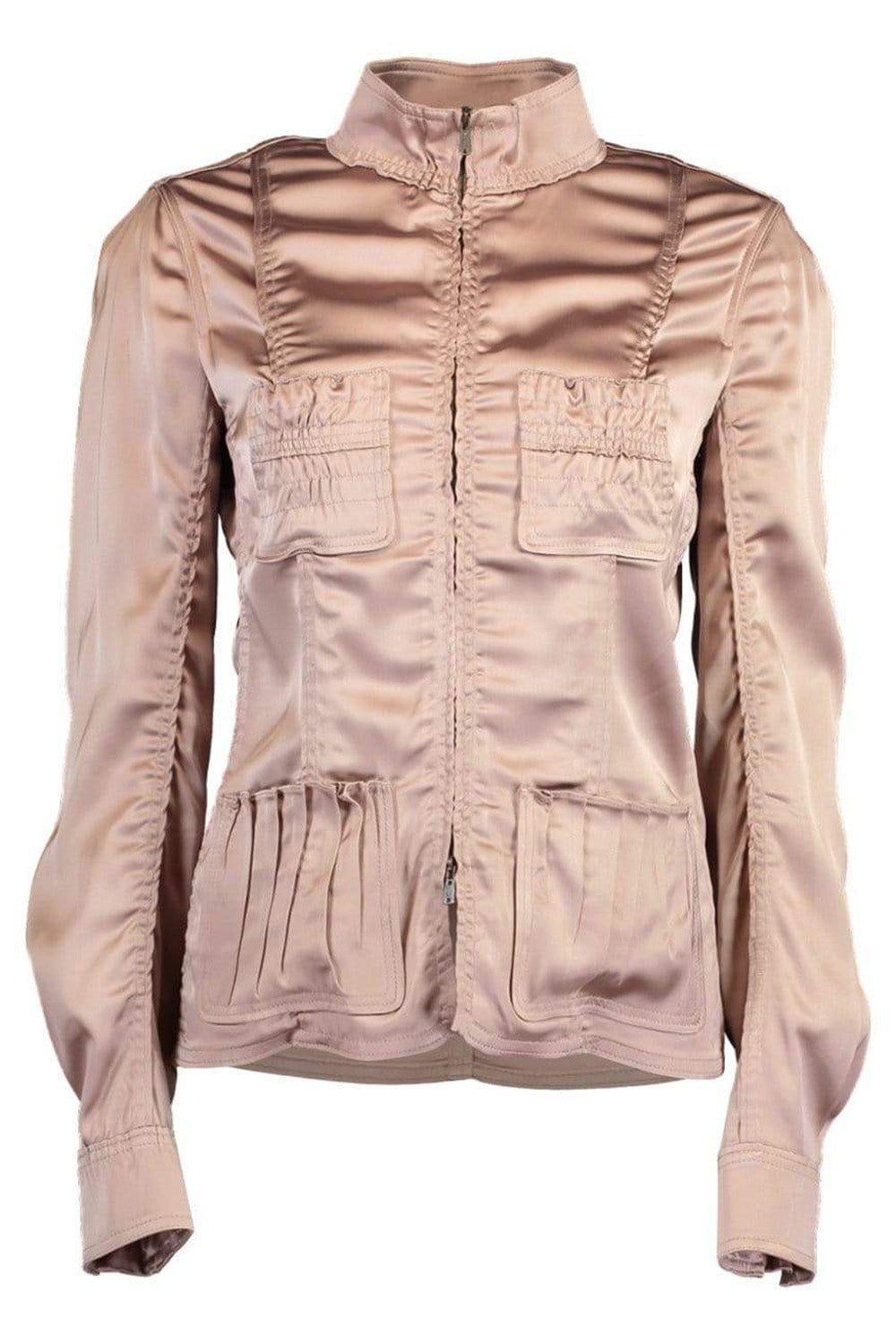 SAINT LAURENT-Long Sleeve Pleat Pocket Jacket-PINK