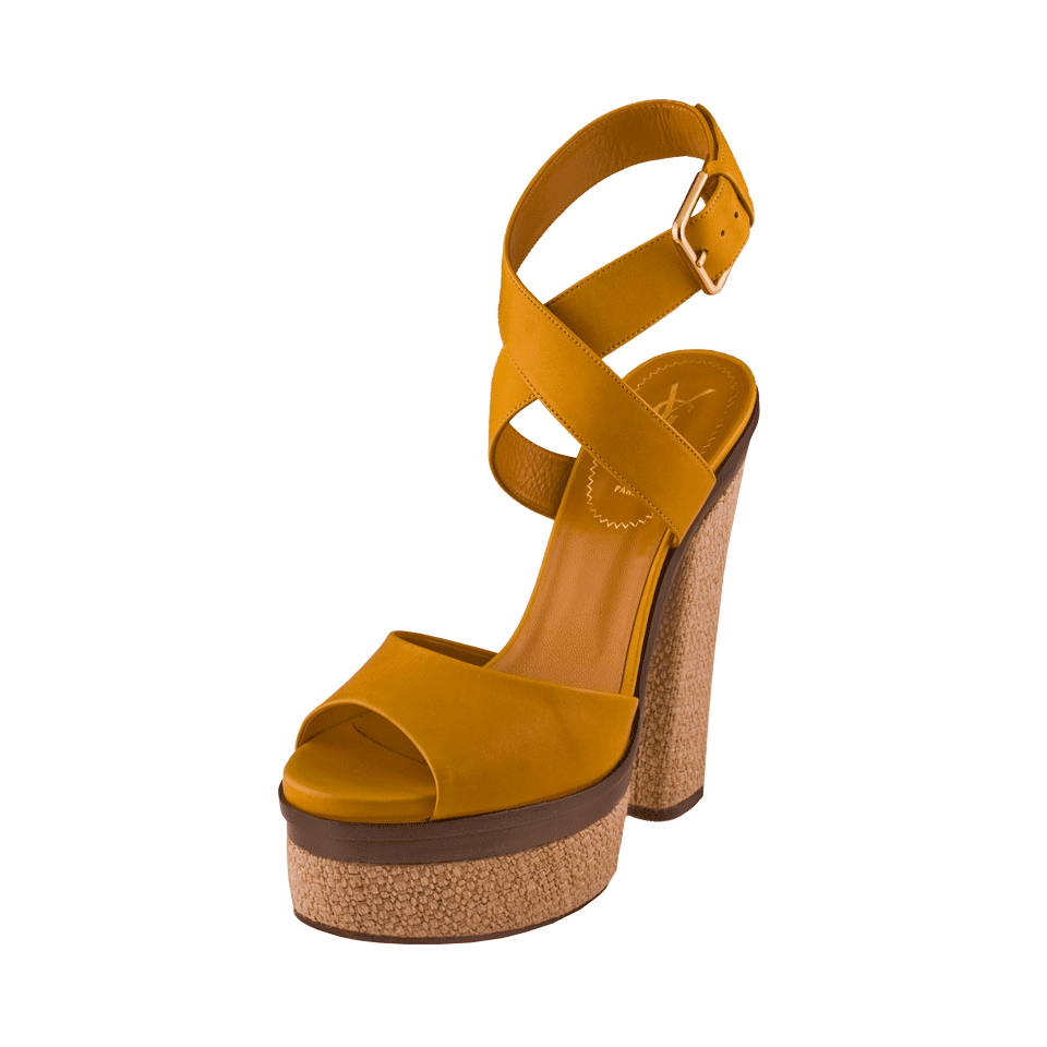 SAINT LAURENT-Open Linen Platform Sandal-
