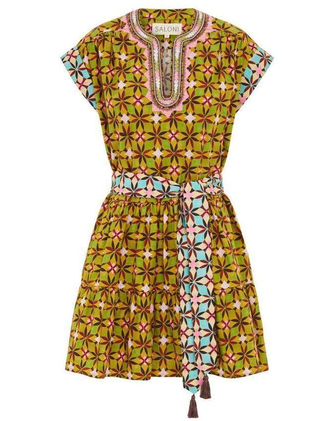 SALONI-Azure Tile Print Ashley B Dress-