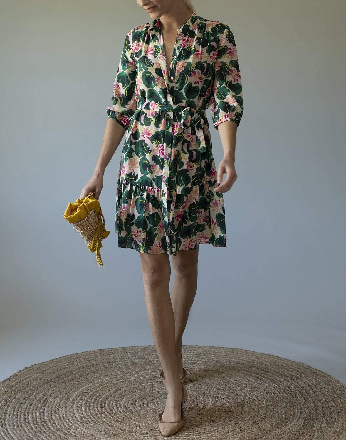 SALONI-Cream Lily Tyra Dress-