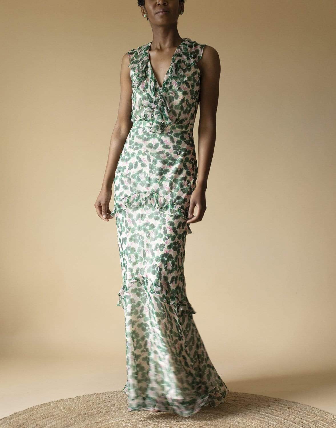 SALONI-Saloni Rita Crinkled Printed Silk Maxi Dress-