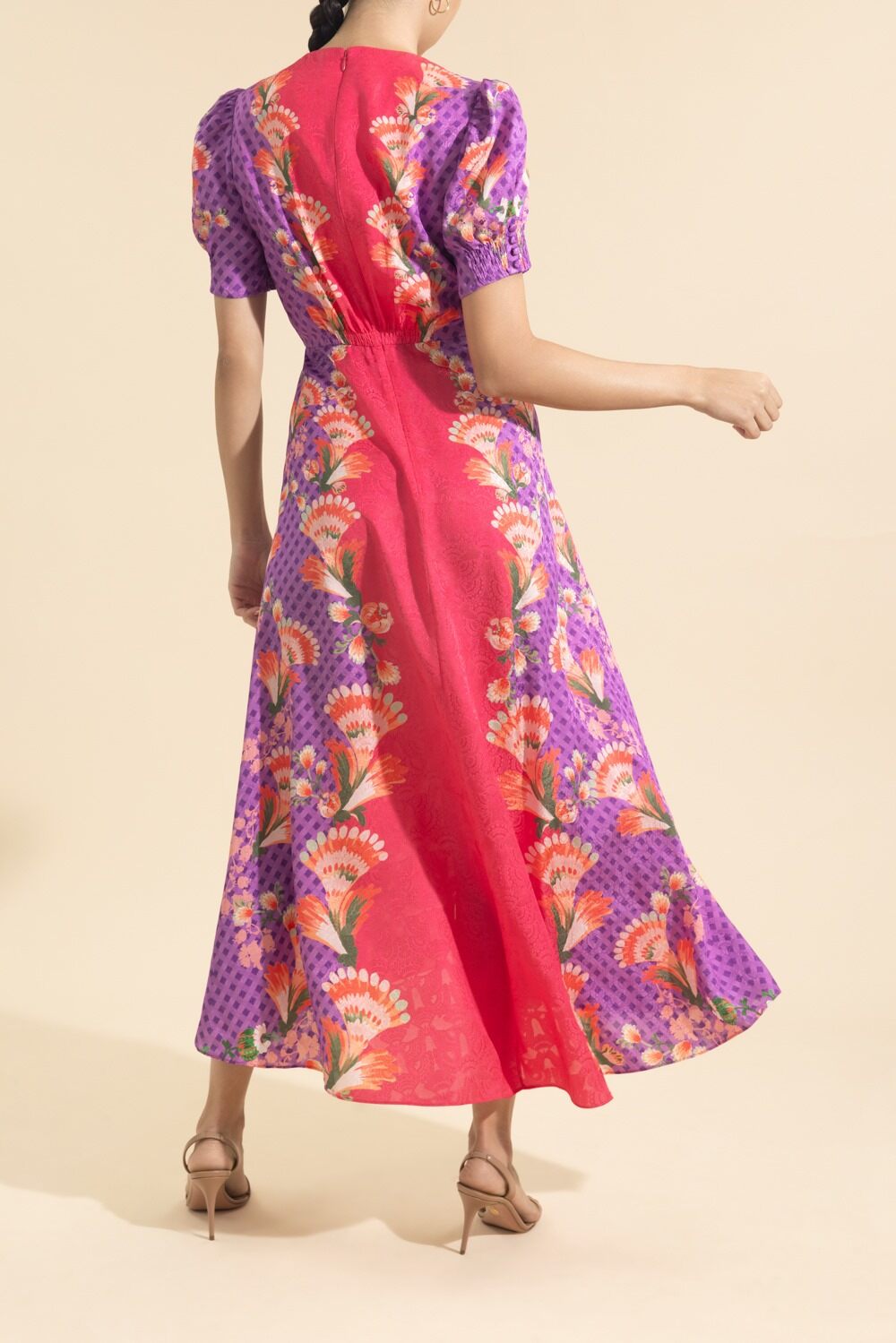 Lea Long Dress - Feather Raspberry-FLORAL-0-CLOTHINGDRESSCASUAL-SALONI