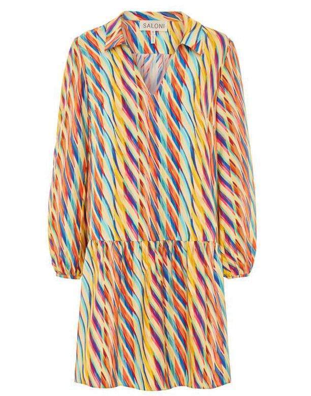 SALONI-Sherbet Oblique Print Jas Dress-