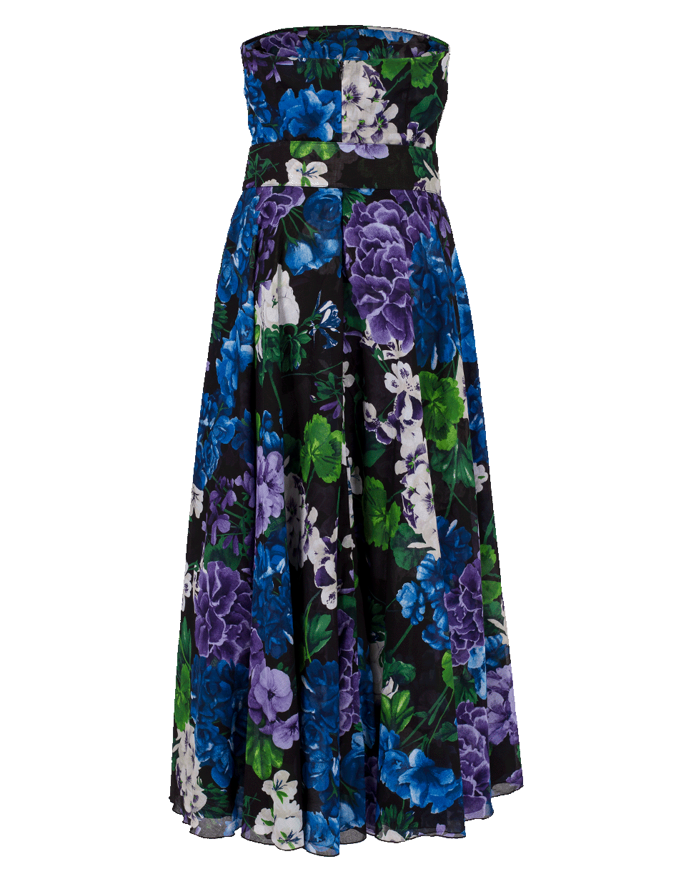 SAMANTHA SUNG-Bougainvillea Print Strapless Dress-
