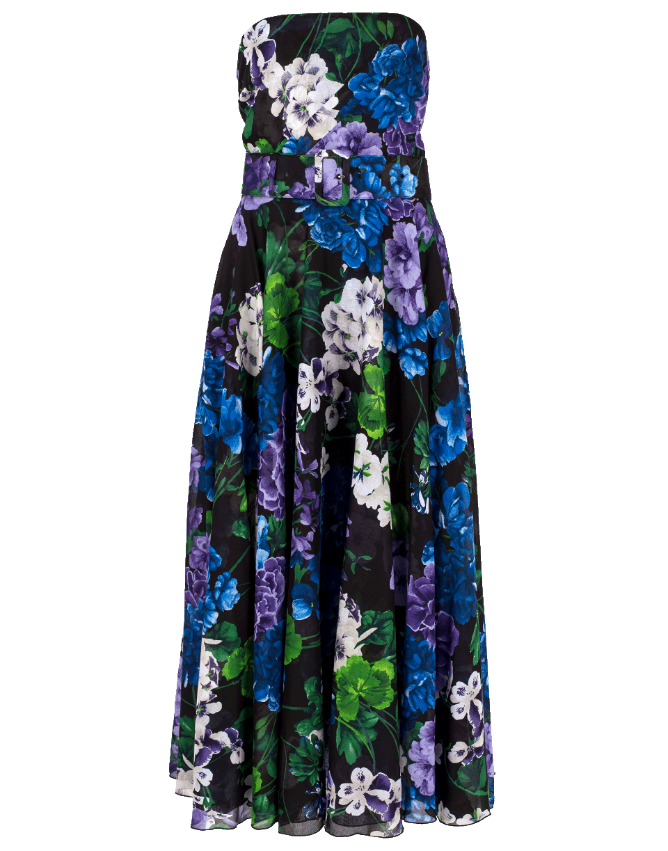 SAMANTHA SUNG-Bougainvillea Print Strapless Dress-