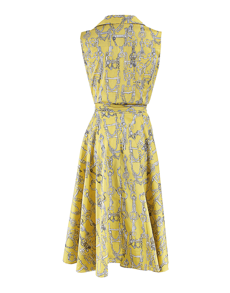 SAMANTHA SUNG-Sleeveless V-Neck Chain Link Print Dress-