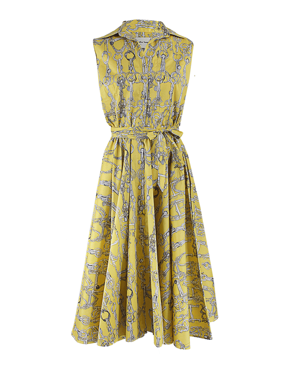 SAMANTHA SUNG-Sleeveless V-Neck Chain Link Print Dress-